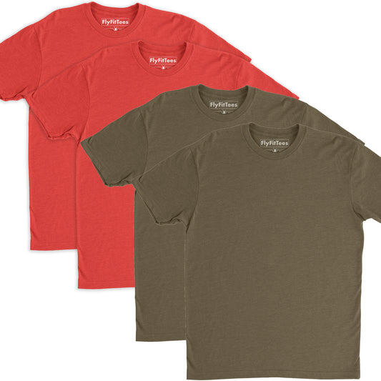 SoFly Original Perfect Fit Tee - 4 Pack - Bright and Bold Red and Army Green